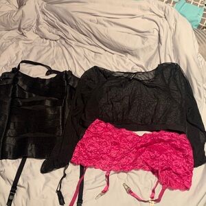 Torrid Black and Pink Lace Bra Set